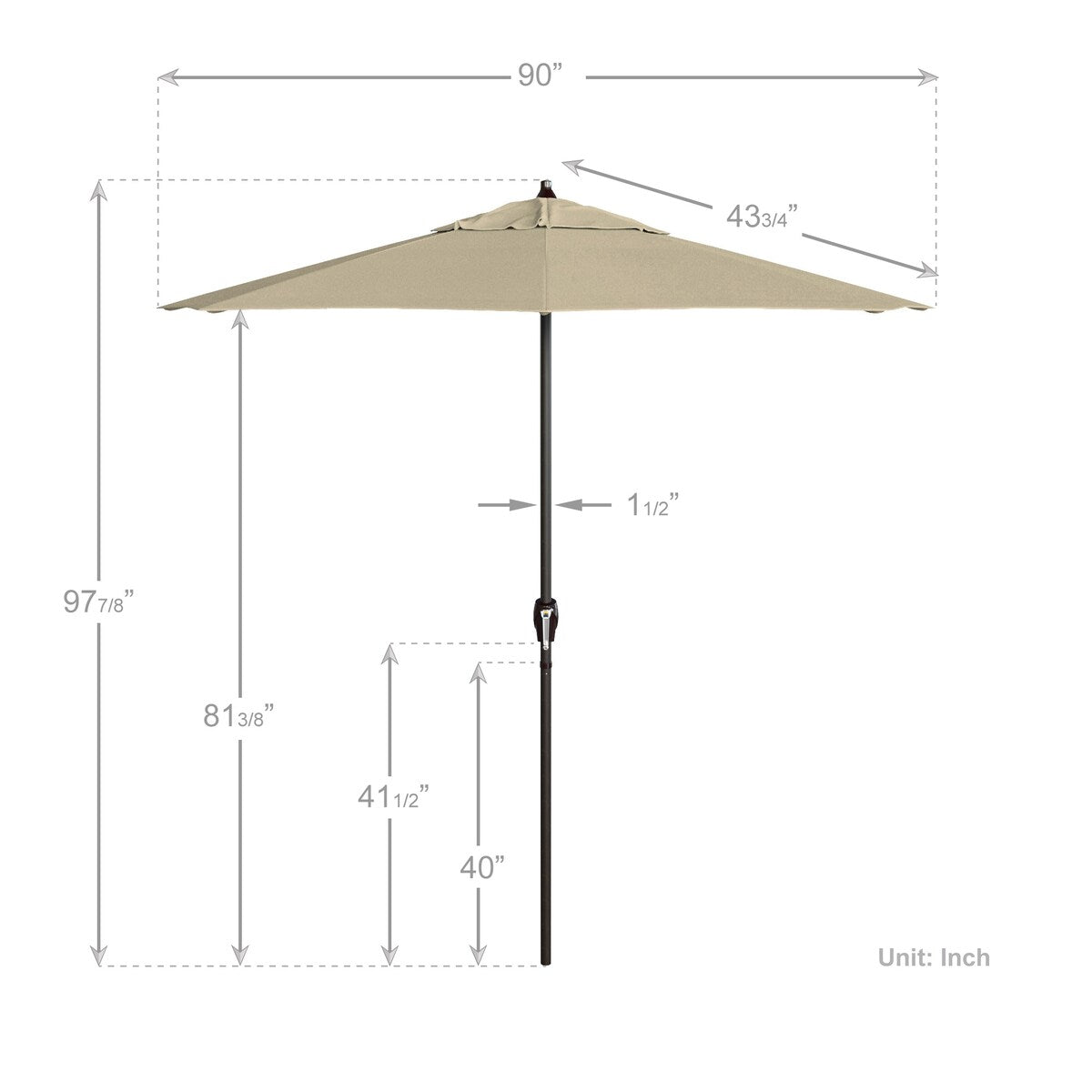 California Umbrella 7.5' Round Aluminum Crank Lift Auto Tilt 8 Rib Patio Umbrella, Bronze Finish, Sunbrella Fabric