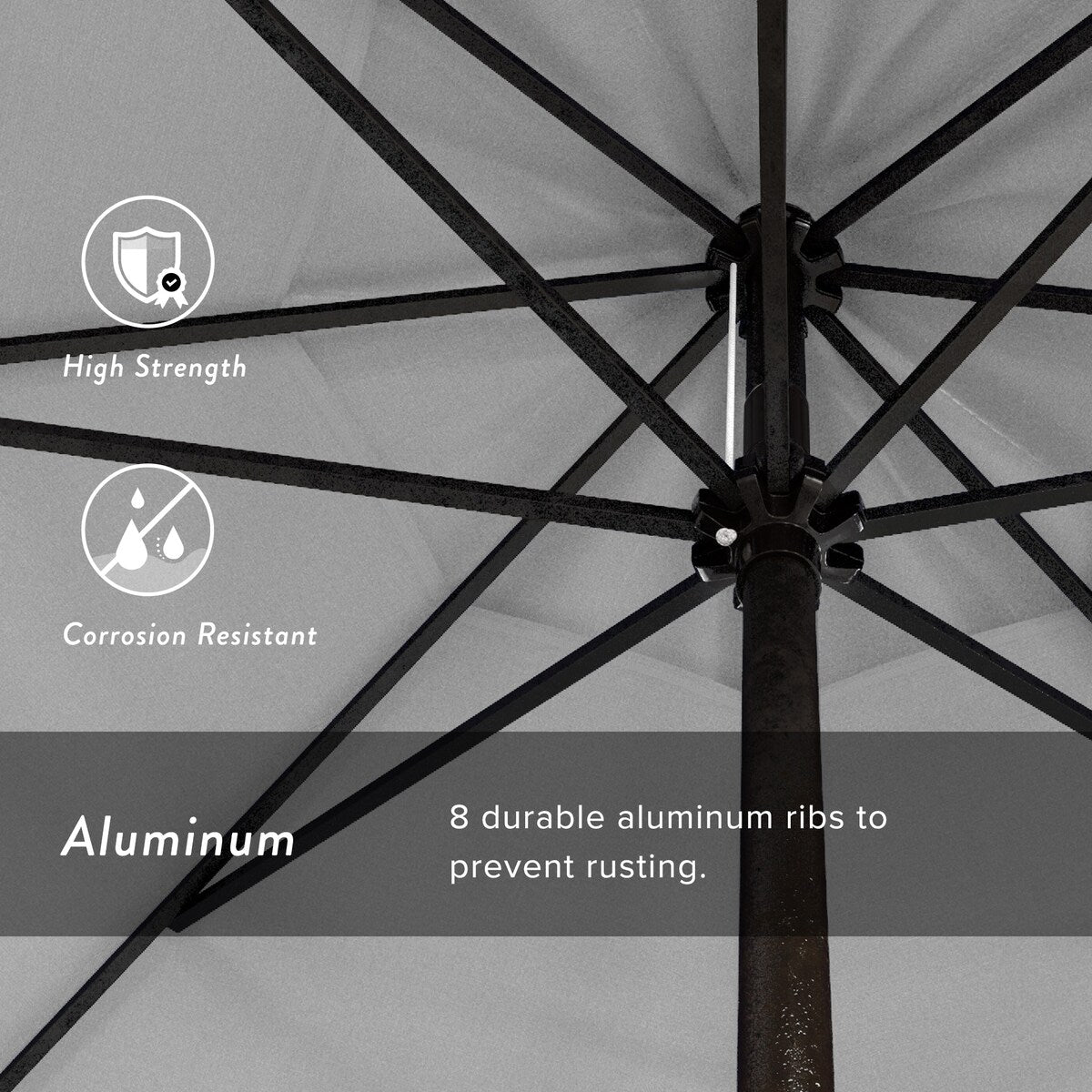 California Umbrella 7.5' Round Aluminum Crank Lift Auto Tilt 8 Rib Patio Umbrella, Bronze Finish, Sunbrella Fabric