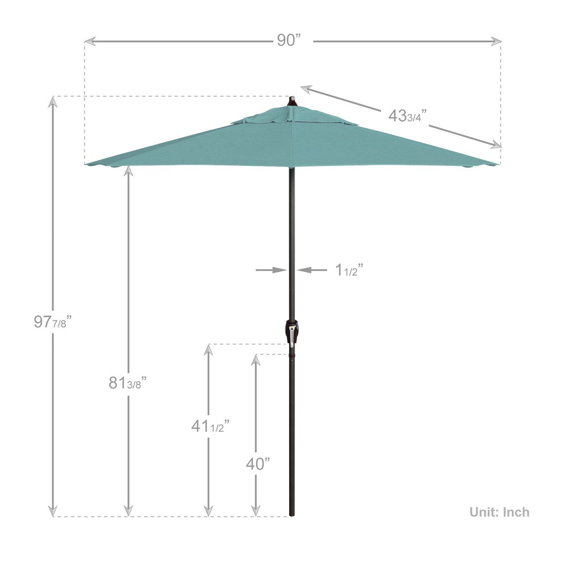 California Umbrella 7.5' Round Aluminum Crank Lift Auto Tilt 8 Rib Patio Umbrella, Bronze Finish, Sunbrella Fabric