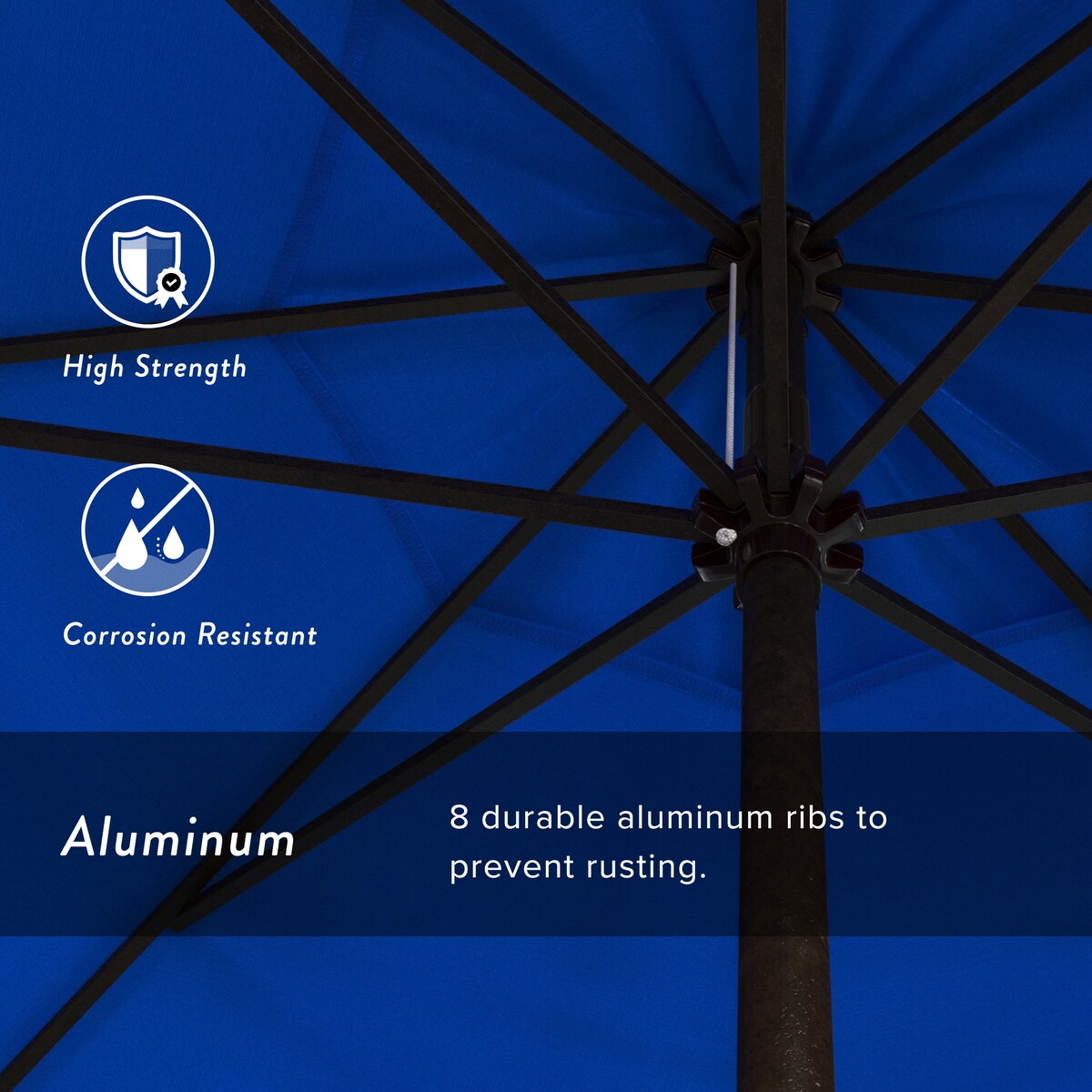 California Umbrella 7.5' Round Aluminum Crank Lift Auto Tilt 8 Rib Patio Umbrella, Bronze Finish, Sunbrella Fabric