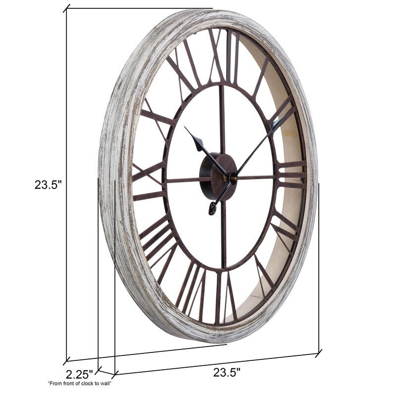 Calista Round Modern Farmhouse Wall Clock - 23.5"H x 23.5"W x 2.25"D