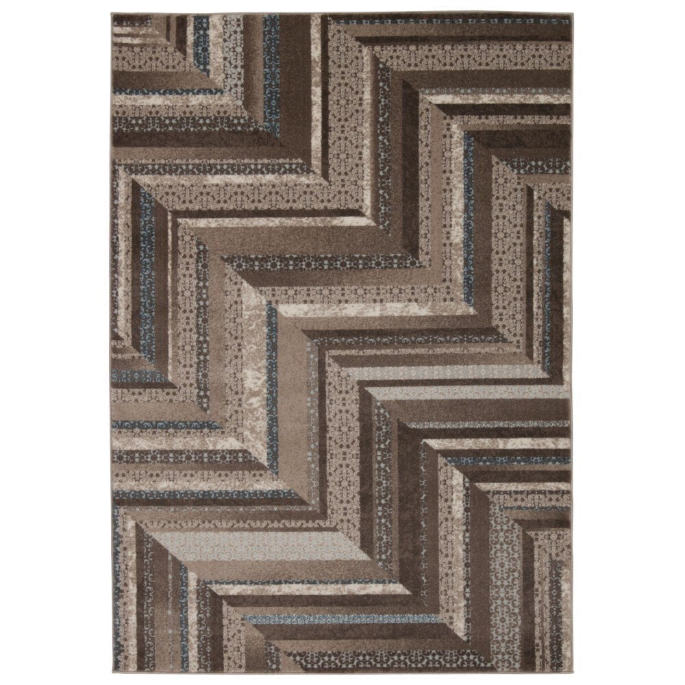 Rug Squared Calistoga Mocha/ Blue Rug (3'9 x 5'9) - 3'9" x 5'9"