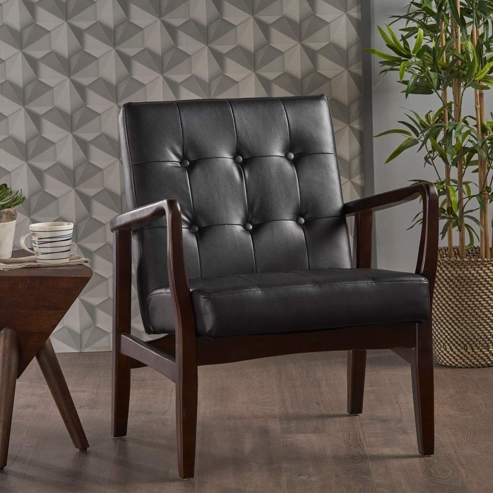 Marcola Mid-century Faux Leather Club Chair by Christopher Knight Home