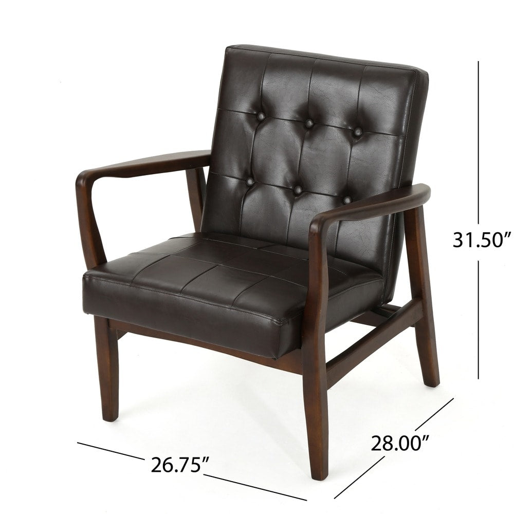 Marcola Mid-century Faux Leather Club Chair by Christopher Knight Home