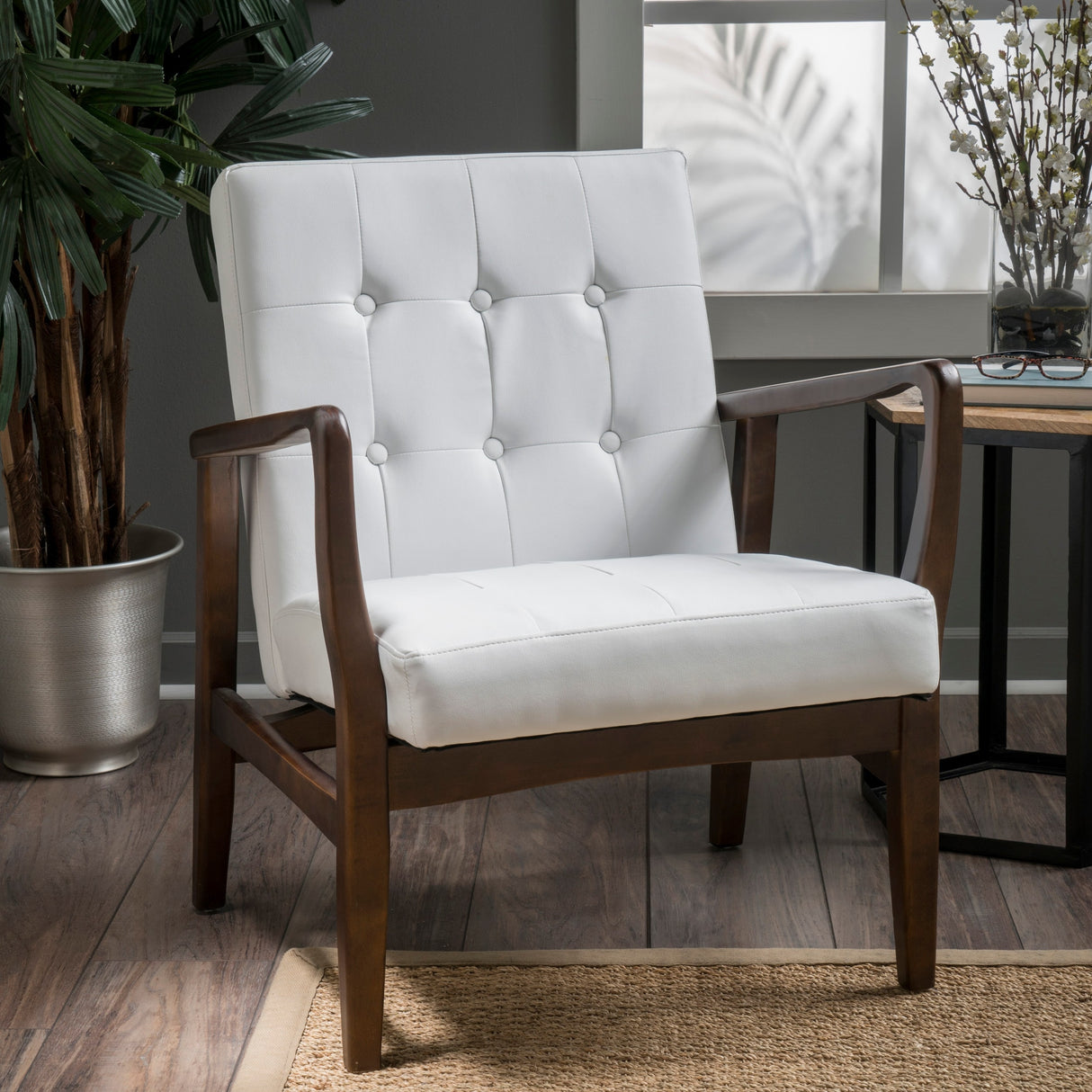 Marcola Mid-century Faux Leather Club Chair by Christopher Knight Home