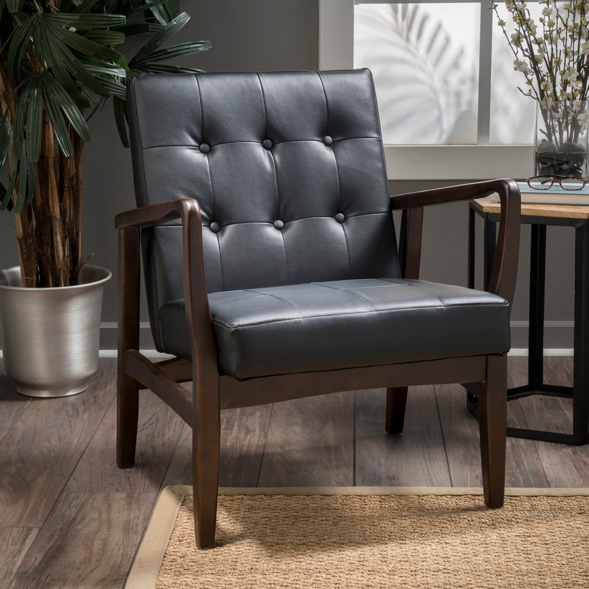 Marcola Mid-century Faux Leather Club Chair by Christopher Knight Home