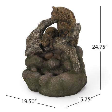 Callan Outdoor Outdoor Bear Family Fountain by Christopher Knight Home