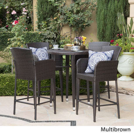 Callum Outdoor 5-piece Wicker 32-inch Round Bar Set by Christopher Knight Home