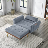 Velvet Accent Chair Recline Sofa Chair with Ottoman, 2 Arm Pocket & 1 Pillow
