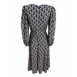 Calvin Klein Women's Daisy-Print Belted A-Line Dress (4, Black/Cream)