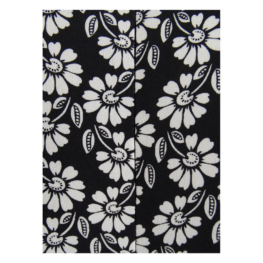 Calvin Klein Women's Daisy-Print Belted A-Line Dress (4, Black/Cream)