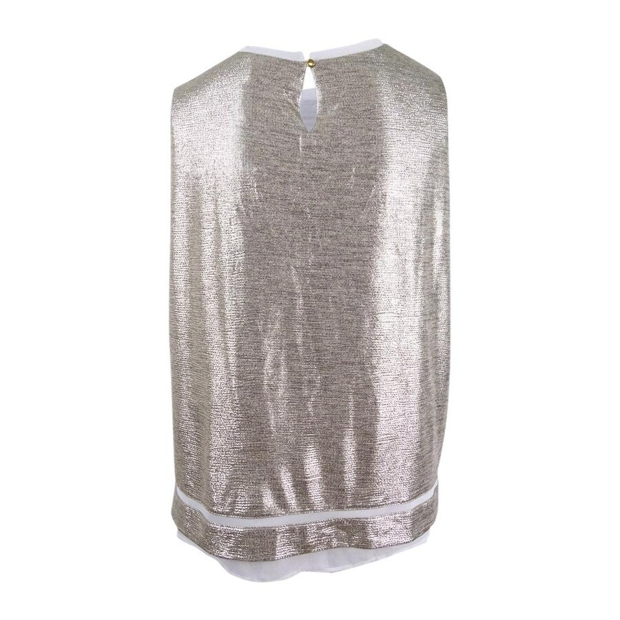Calvin Klein Women's Plus Size Sleeveless Metallic Blouse