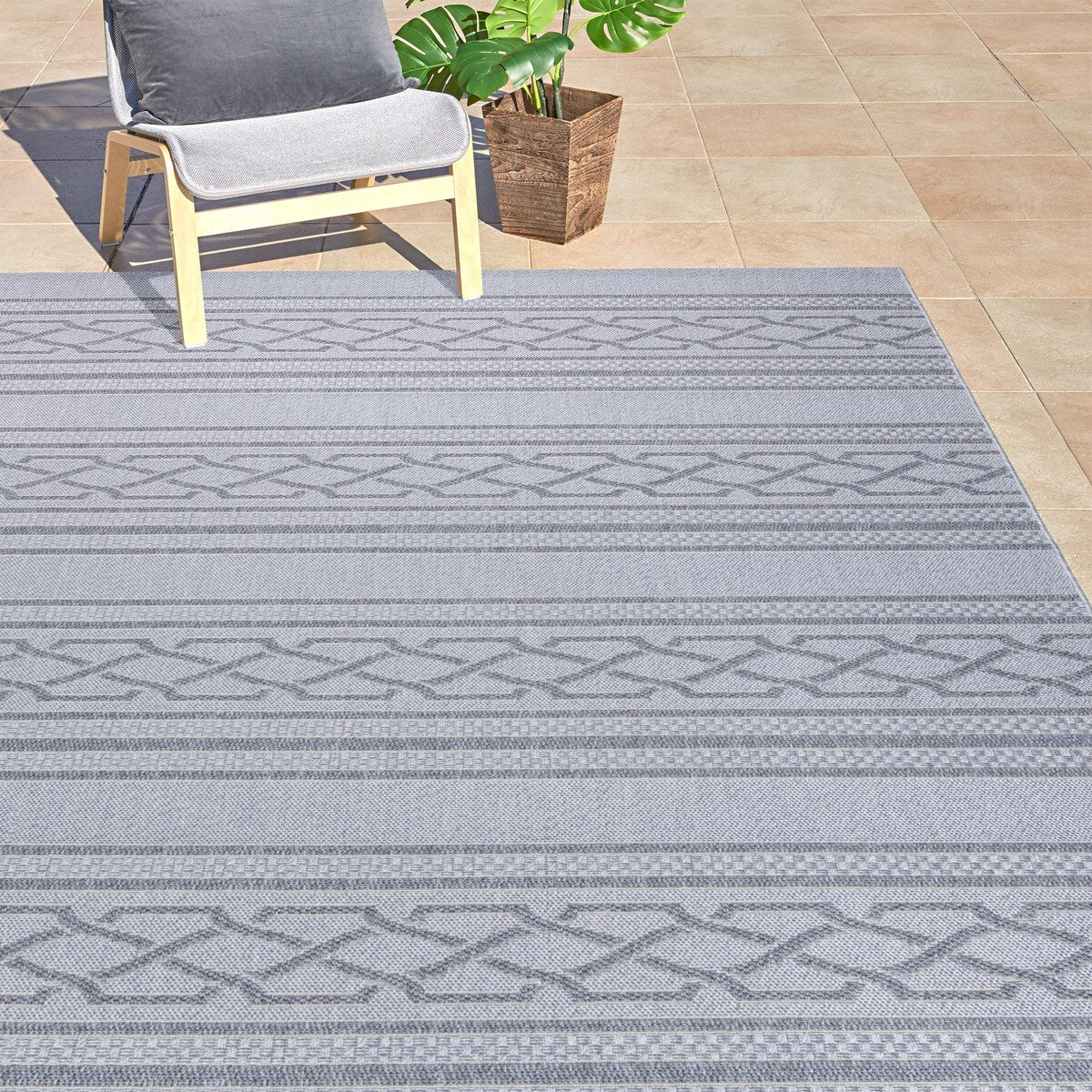 Gertmenian Calypso Biella Modern Bohemian Gray Flatweave Indoor/ Outdoor Area Rug