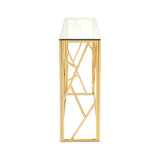 Calypso Gold Metal and Glass Rectangle Console Table