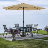 Island Umbrella Calypso II 11-ft Octagon Market Umbrella with Solar LED Strip Lights
