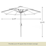 Island Umbrella Calypso II 11-ft Octagon Market Umbrella with Solar LED Strip Lights