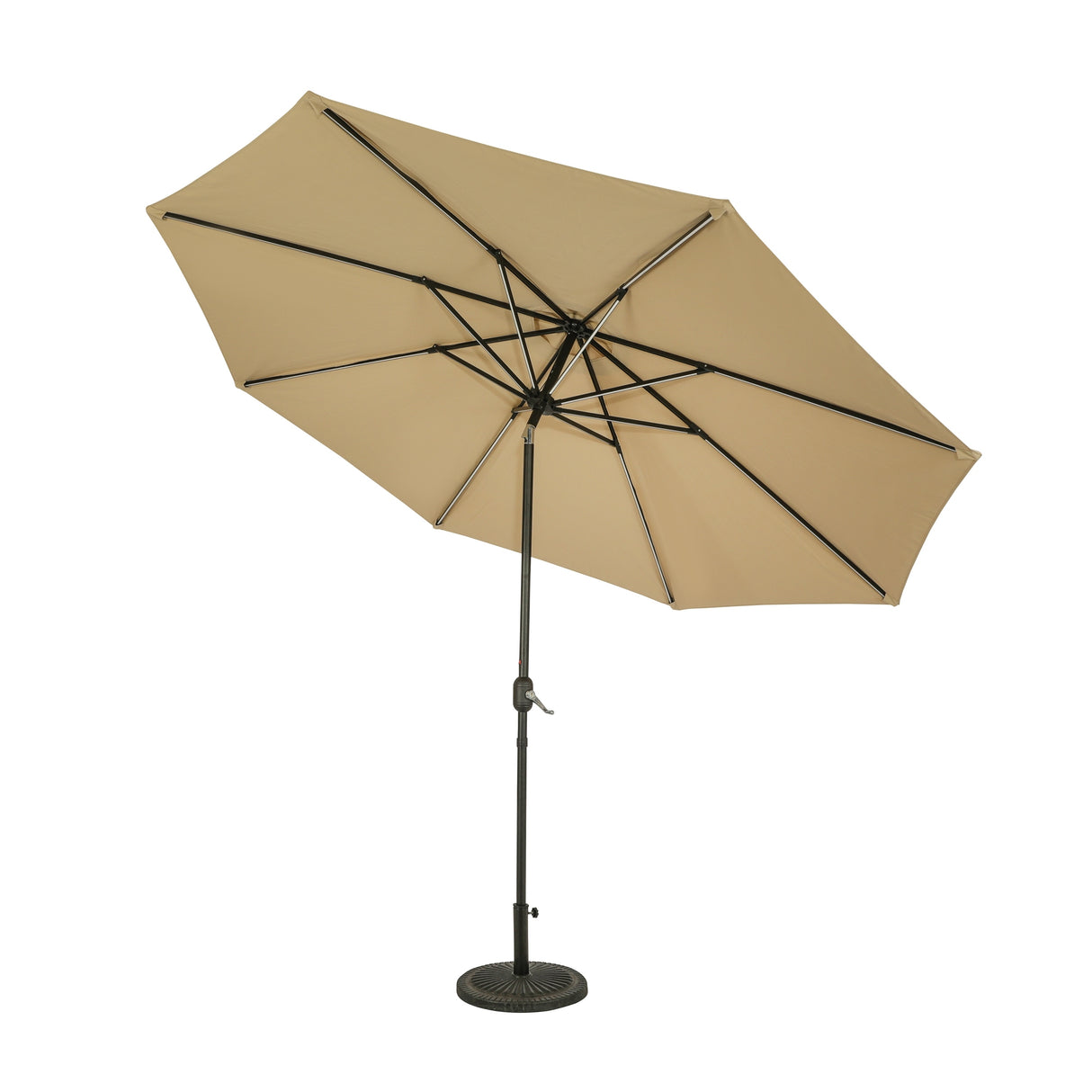 Island Umbrella Calypso II 11-ft Octagon Market Umbrella with Solar LED Strip Lights