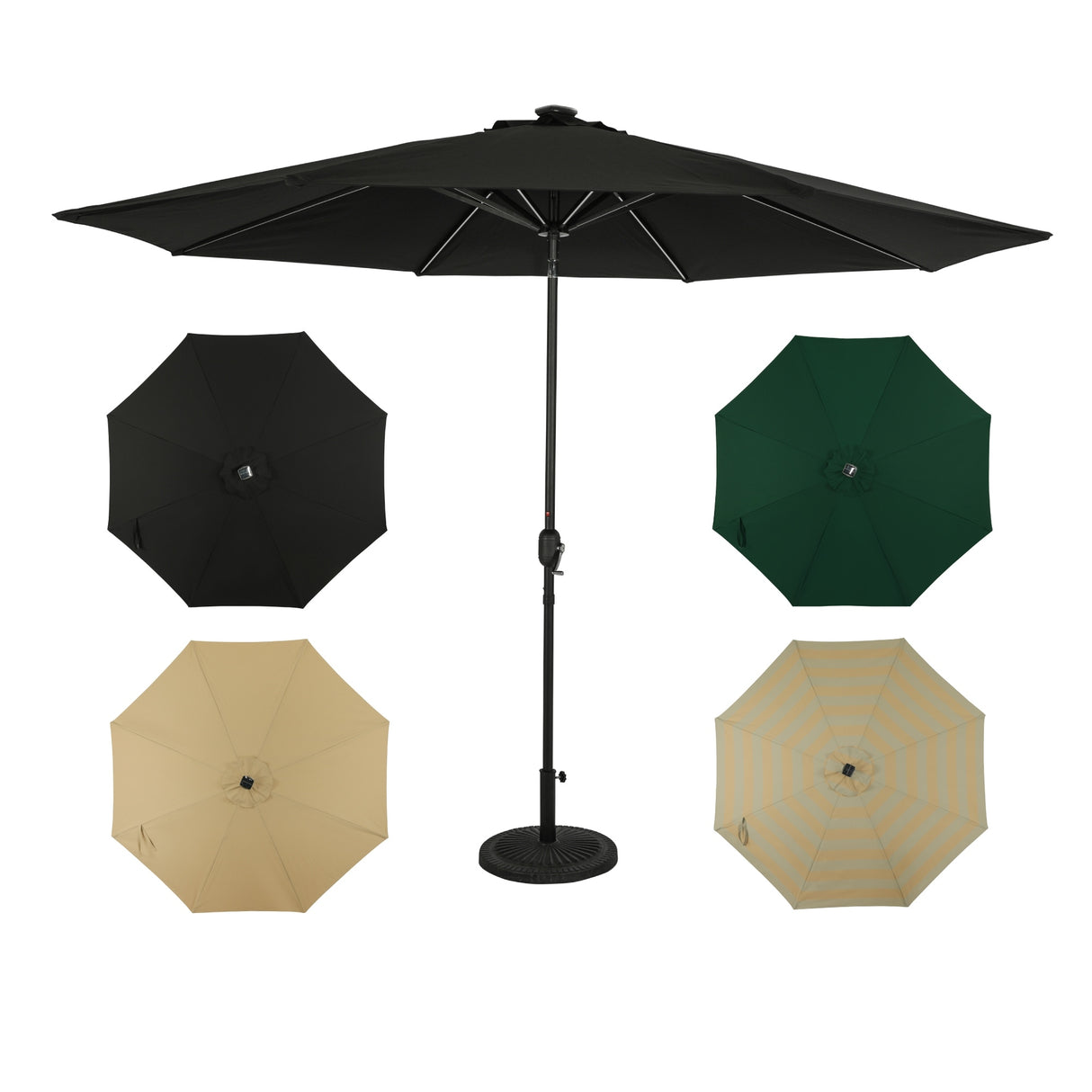 Island Umbrella Calypso II 11-ft Octagon Market Umbrella with Solar LED Strip Lights