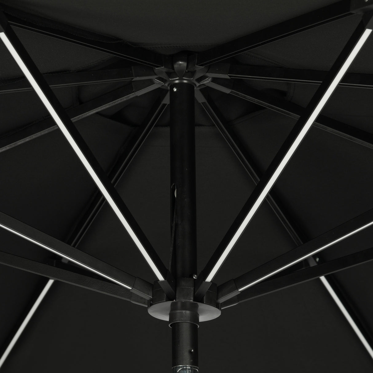 Island Umbrella Calypso II 11-ft Octagon Market Umbrella with Solar LED Strip Lights
