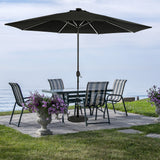 Island Umbrella Calypso II 11-ft Octagon Market Umbrella with Solar LED Strip Lights