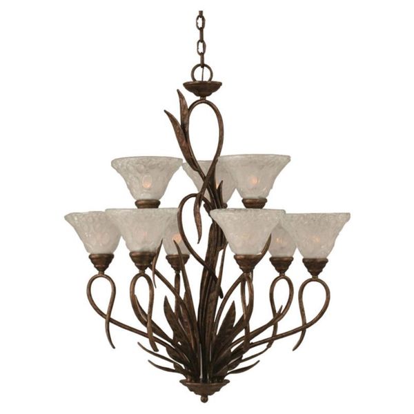 Cambridge 9-Light Bronze 28.5 in. Chandelier with Italian Bubble Glass