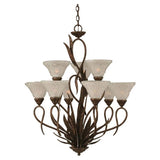 Cambridge 9-Light Bronze 28.5 in. Chandelier with Italian Bubble Glass