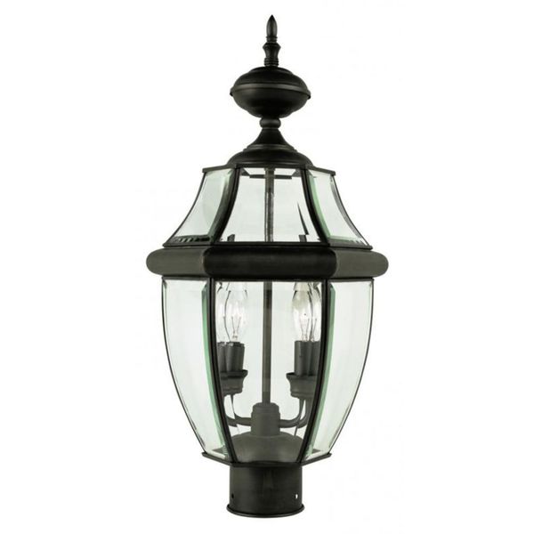 Cambridge Black Finish Outdoor Post Head With A Beveled Shade