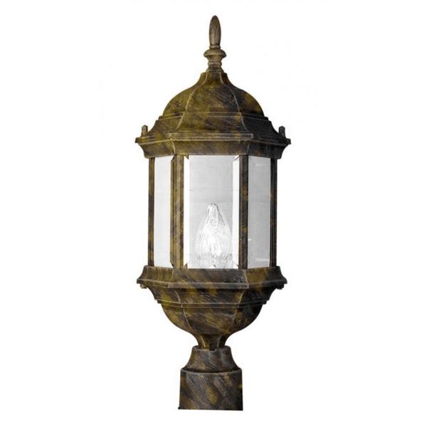 Cambridge Black Gold Finish Outdoor Post Head With A Beveled Shade