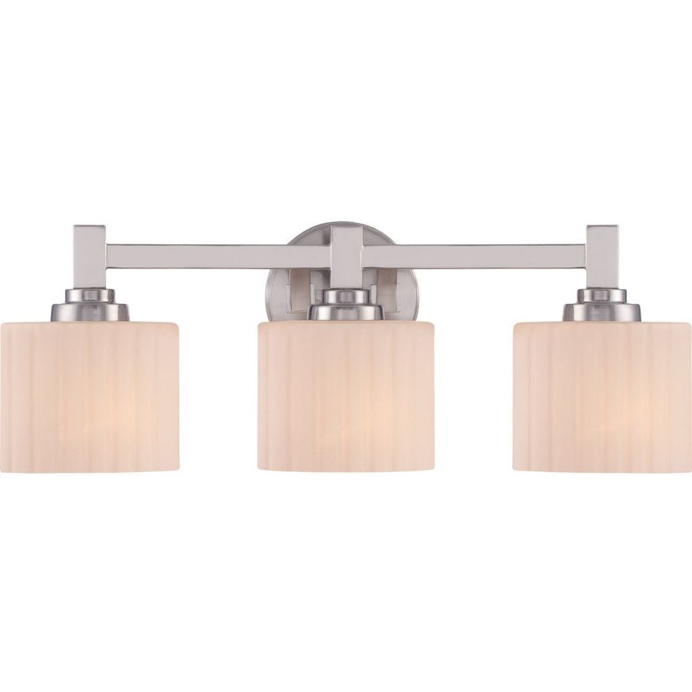 Cambridge Brushed Nickel Finish Bath Vanity With Opal Shades