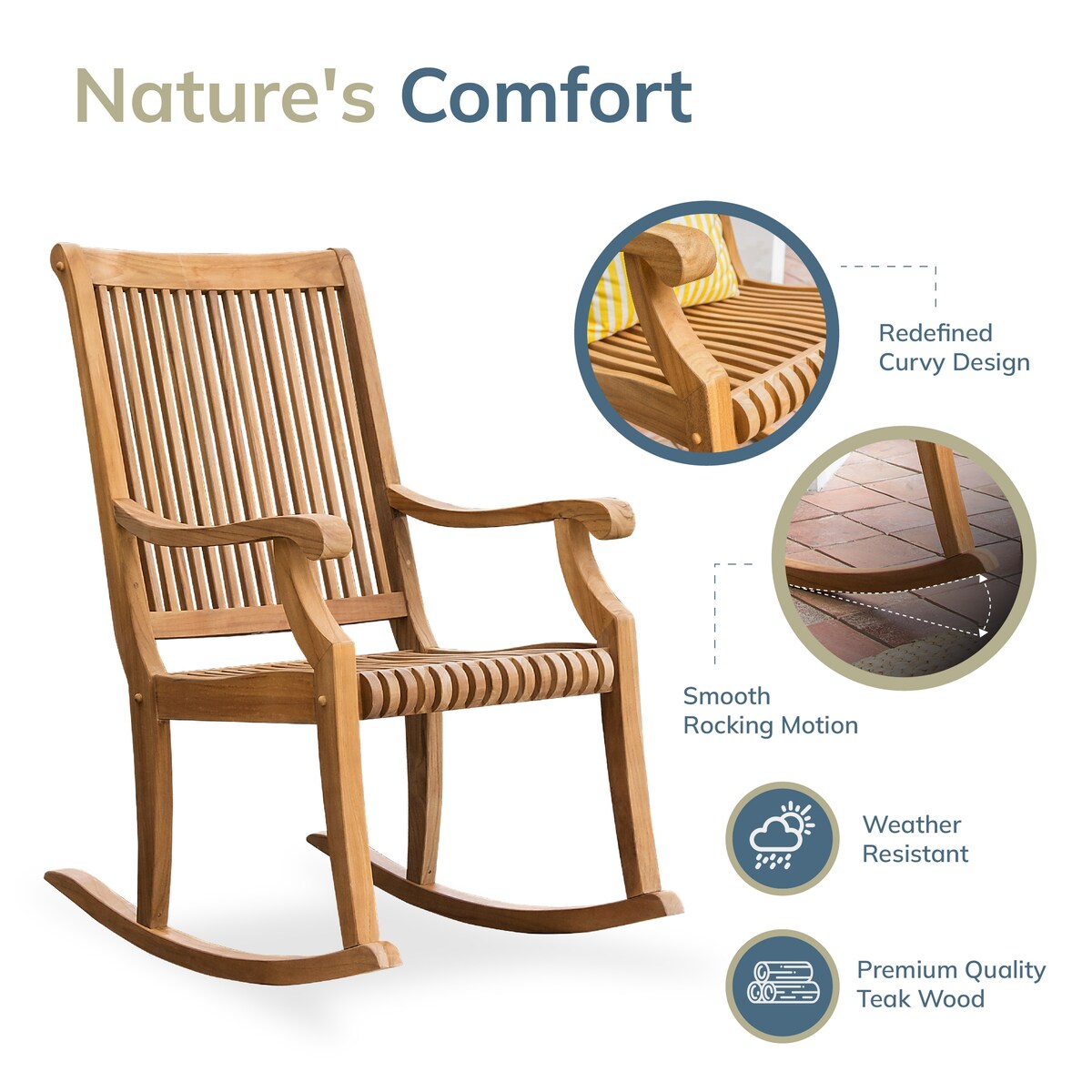 Cambridge Casual Riviera Teak Outdoor Rocking Chair Set of 2
