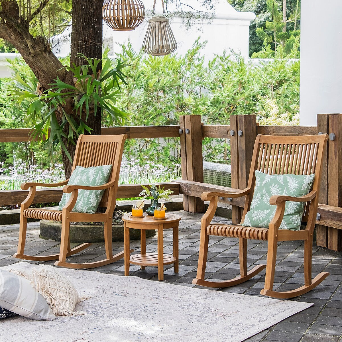 Cambridge Casual Riviera Teak Outdoor Rocking Chair Set of 2
