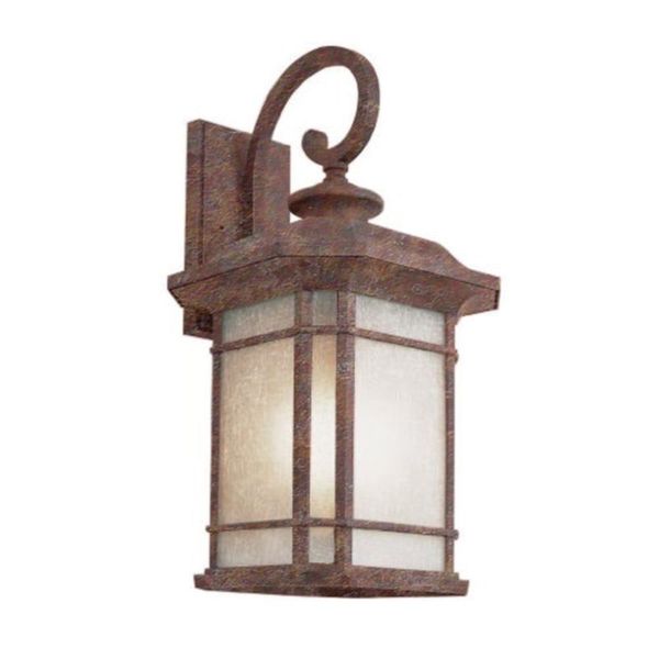 Cambridge Rust Finish Outdoor Wall Lantern with Tea Stain Shade