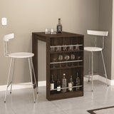 Cambridge Stylish Bar Table, Brown Finish, Wine Storage