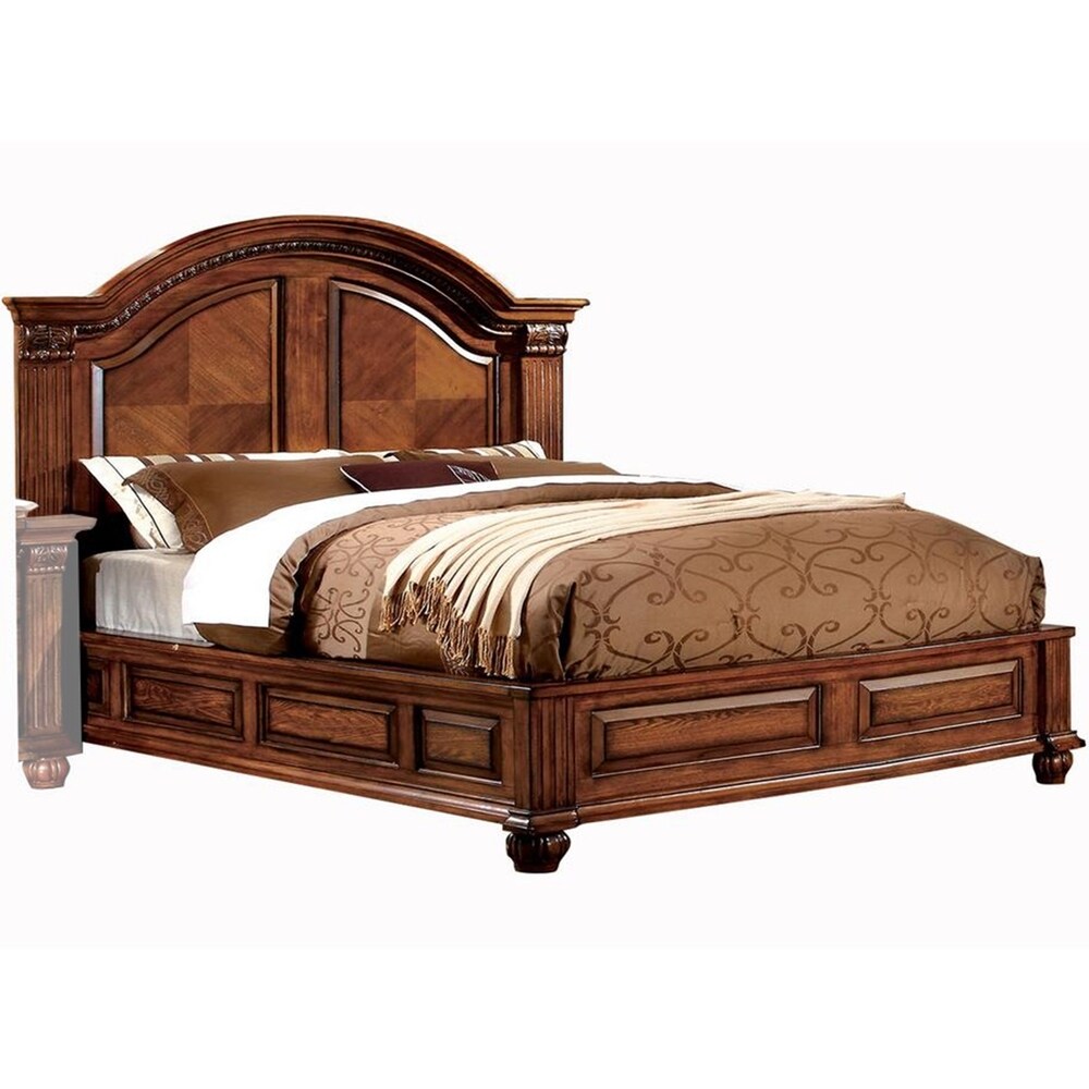 Camelback Headboard California King Bed with Paneled Details, Brown