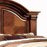Camelback Headboard California King Bed with Paneled Details, Brown