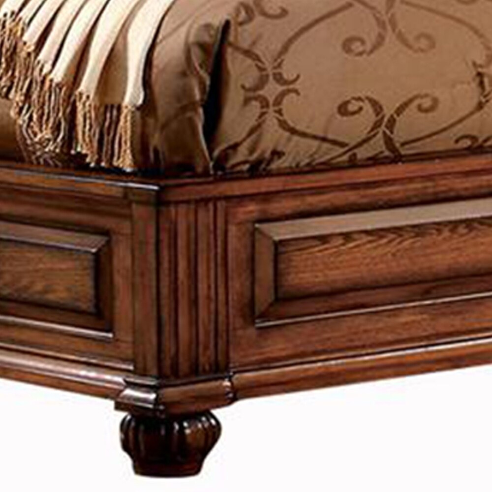 Camelback Headboard California King Bed with Paneled Details, Brown