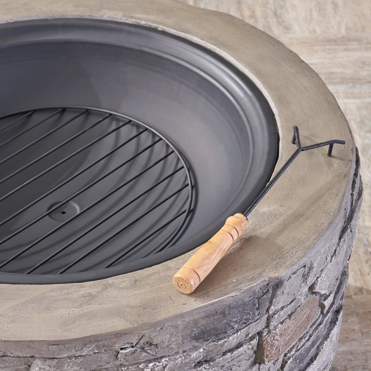 Camila Outdoor 32-Inch Wood Burning Light-Weight Concrete Round Fire Pit by Christopher Knight Home