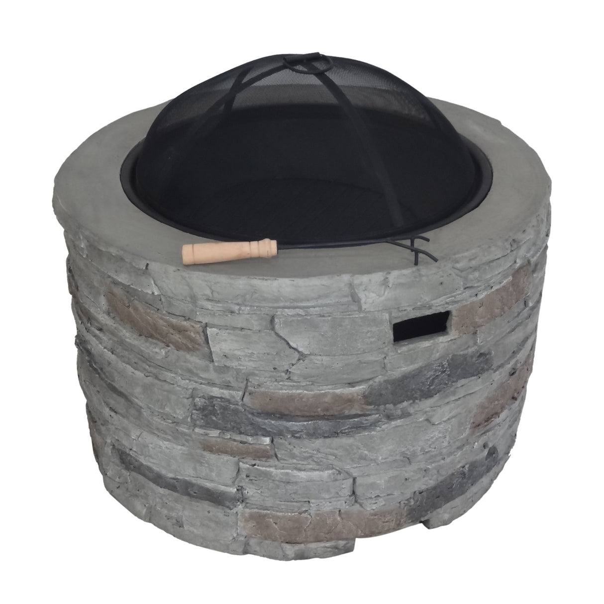 Camila Outdoor 32-Inch Wood Burning Light-Weight Concrete Round Fire Pit by Christopher Knight Home