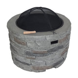 Camila Outdoor 32-Inch Wood Burning Light-Weight Concrete Round Fire Pit by Christopher Knight Home