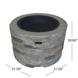 Camila Outdoor 32-Inch Wood Burning Light-Weight Concrete Round Fire Pit by Christopher Knight Home