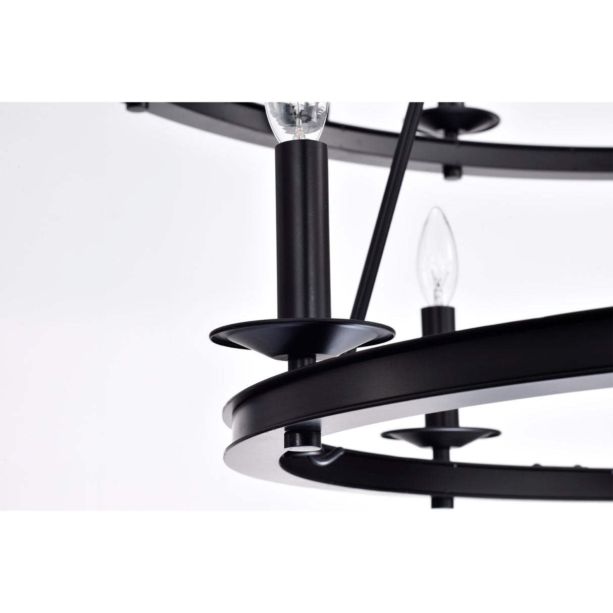 Camilla Candle Style Wagon Wheel 45 Inch Chandelier Matte Black Finish with 15 Light