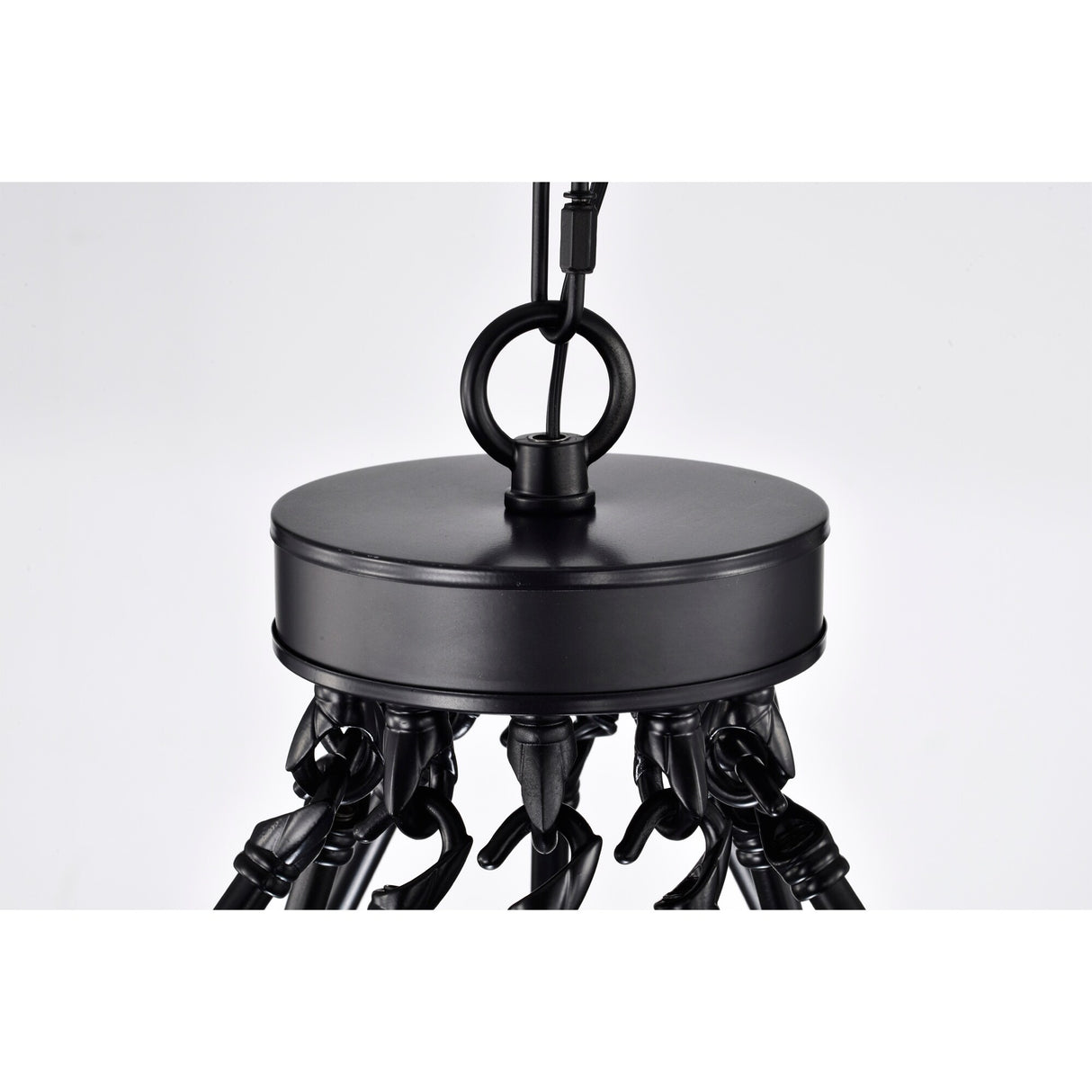 Camilla Candle Style Wagon Wheel 45 Inch Chandelier Matte Black Finish with 15 Light