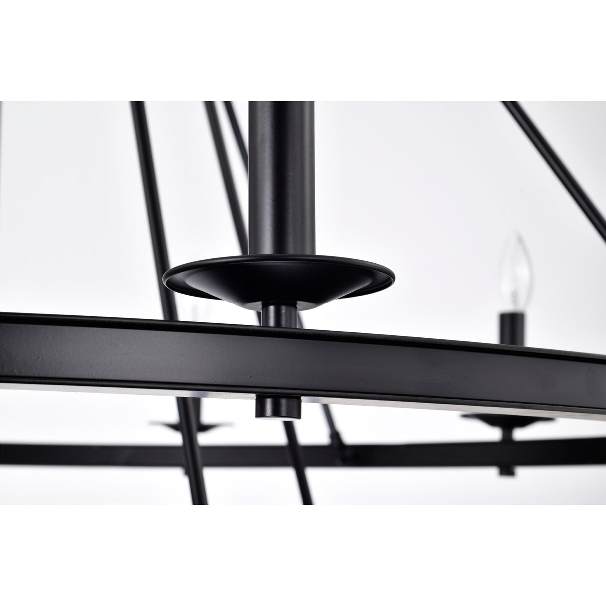 Camilla Candle Style Wagon Wheel 45 Inch Chandelier Matte Black Finish with 15 Light