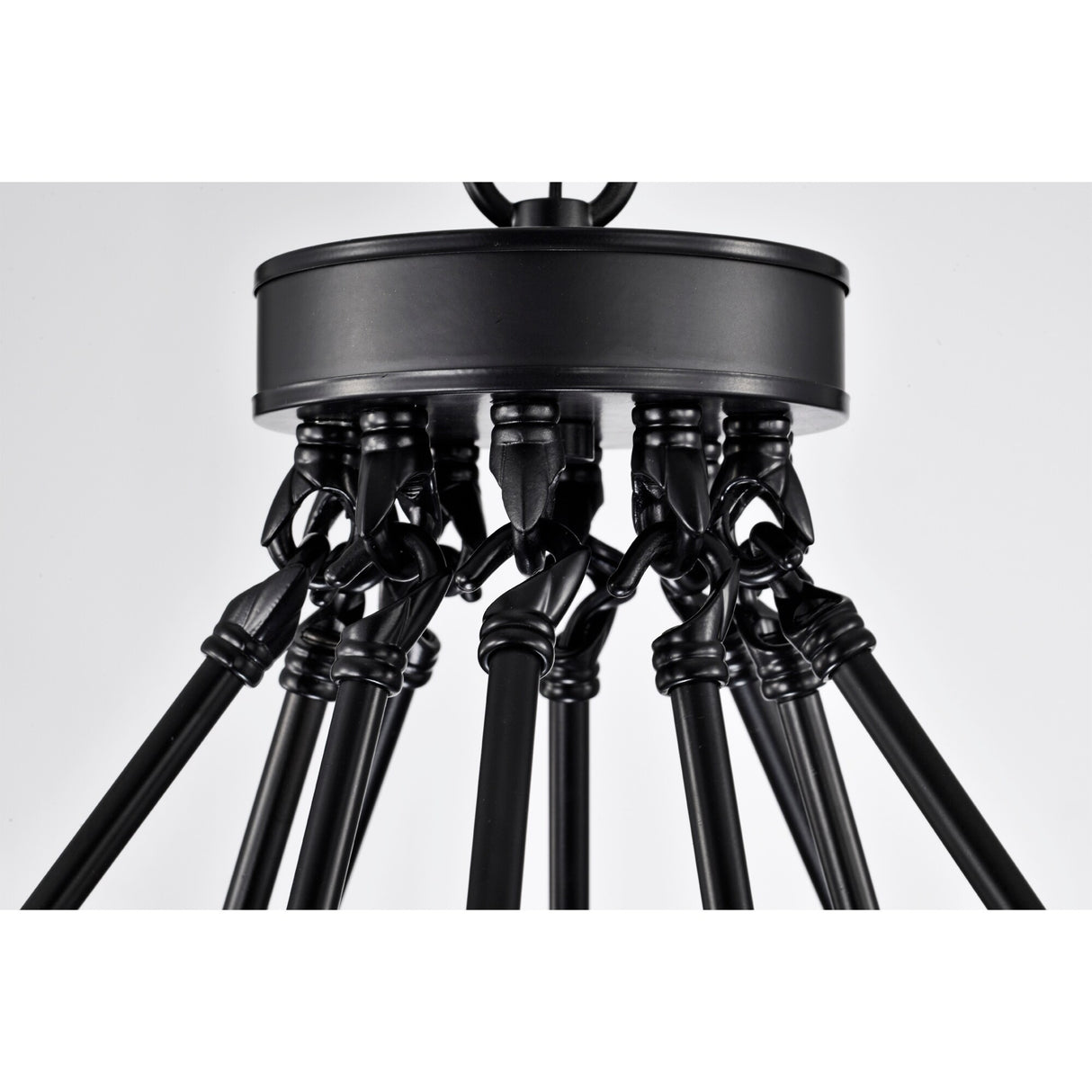 Camilla Candle Style Wagon Wheel 45 Inch Chandelier Matte Black Finish with 15 Light