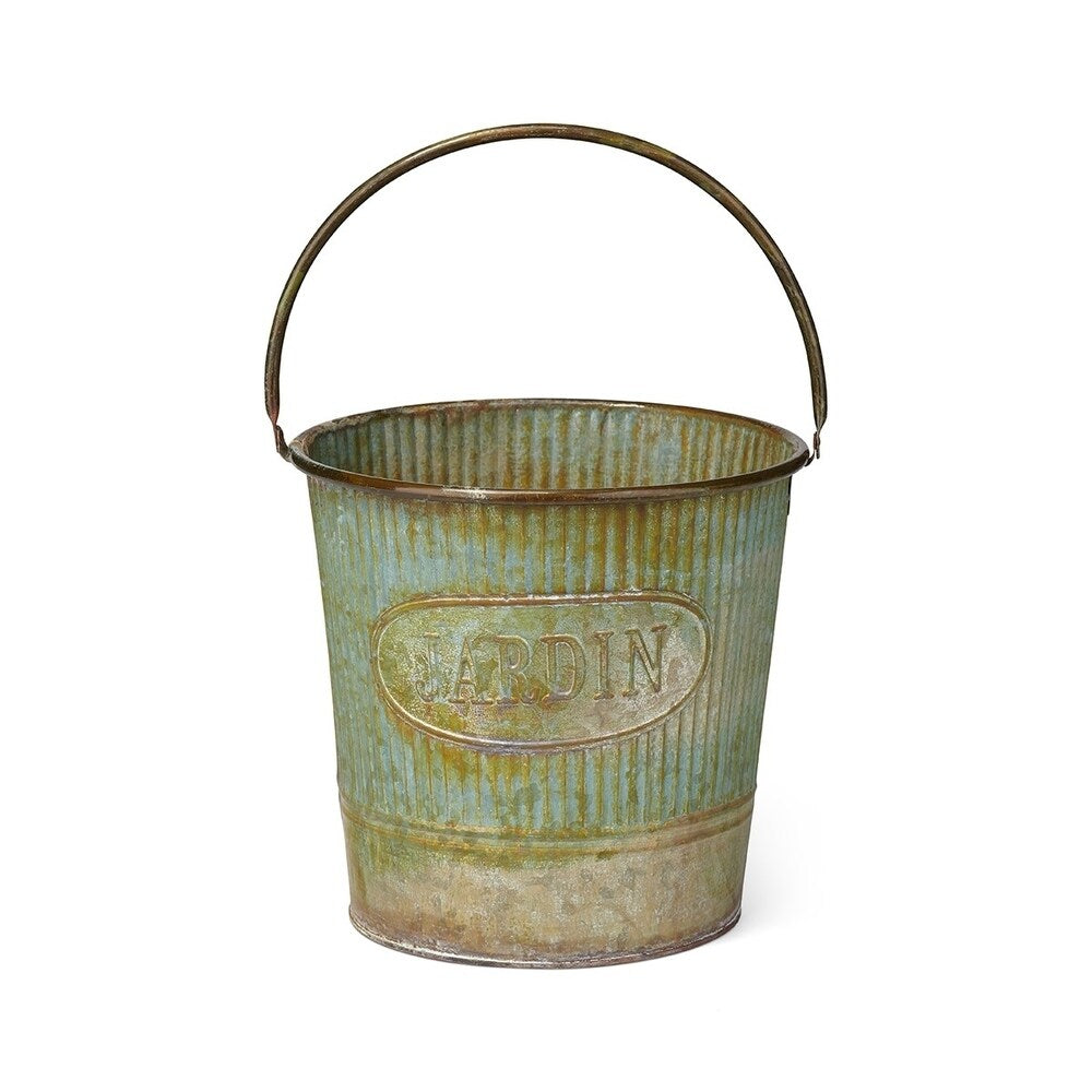 Camilla Galvanized Buckets with Rusted Finish - Set of 3