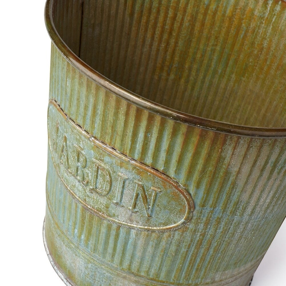 Camilla Galvanized Buckets with Rusted Finish - Set of 3