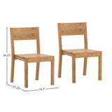Kezia Teak Outdoor Dining Armless Chair, Natural (Set of 2)