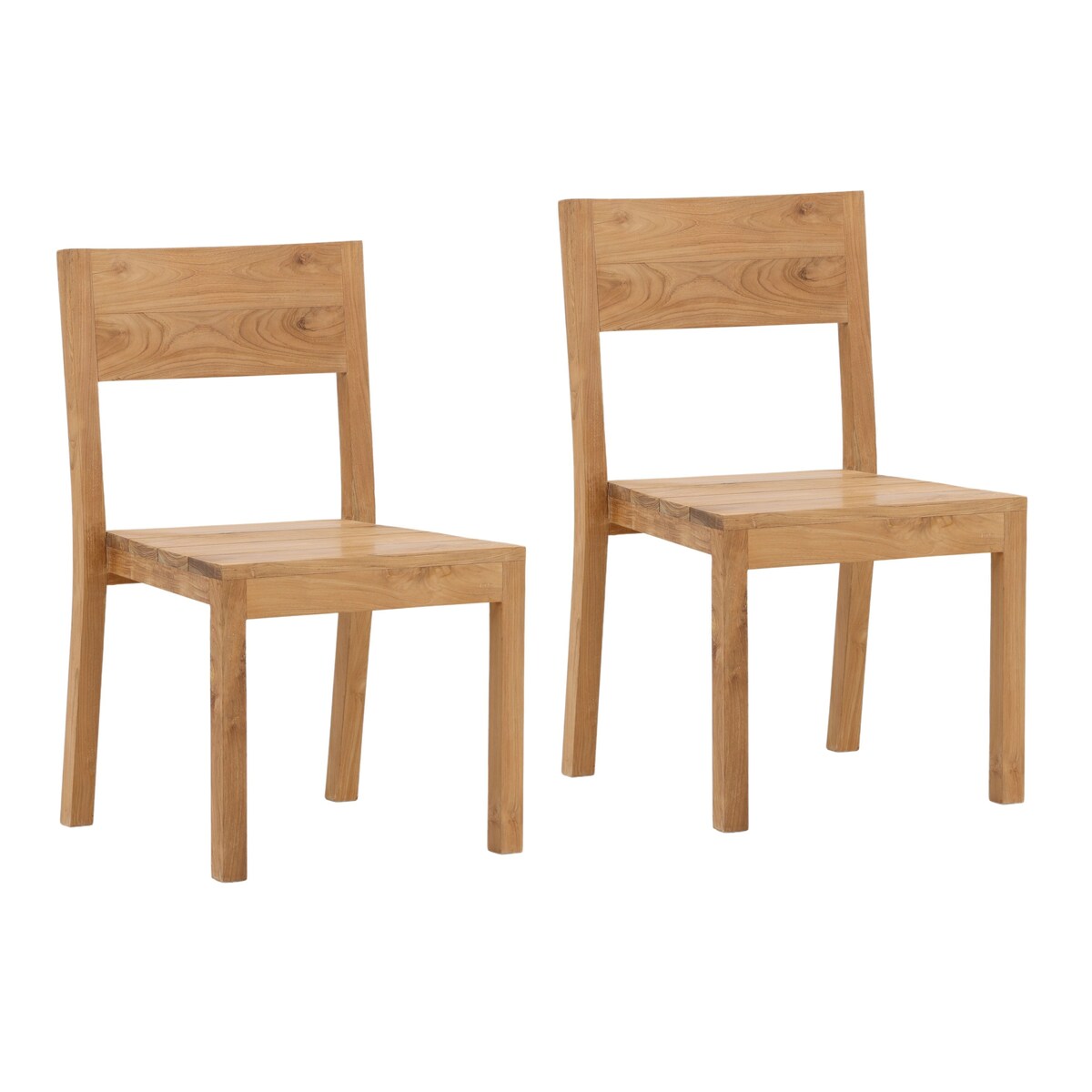 Kezia Teak Outdoor Dining Armless Chair, Natural (Set of 2)