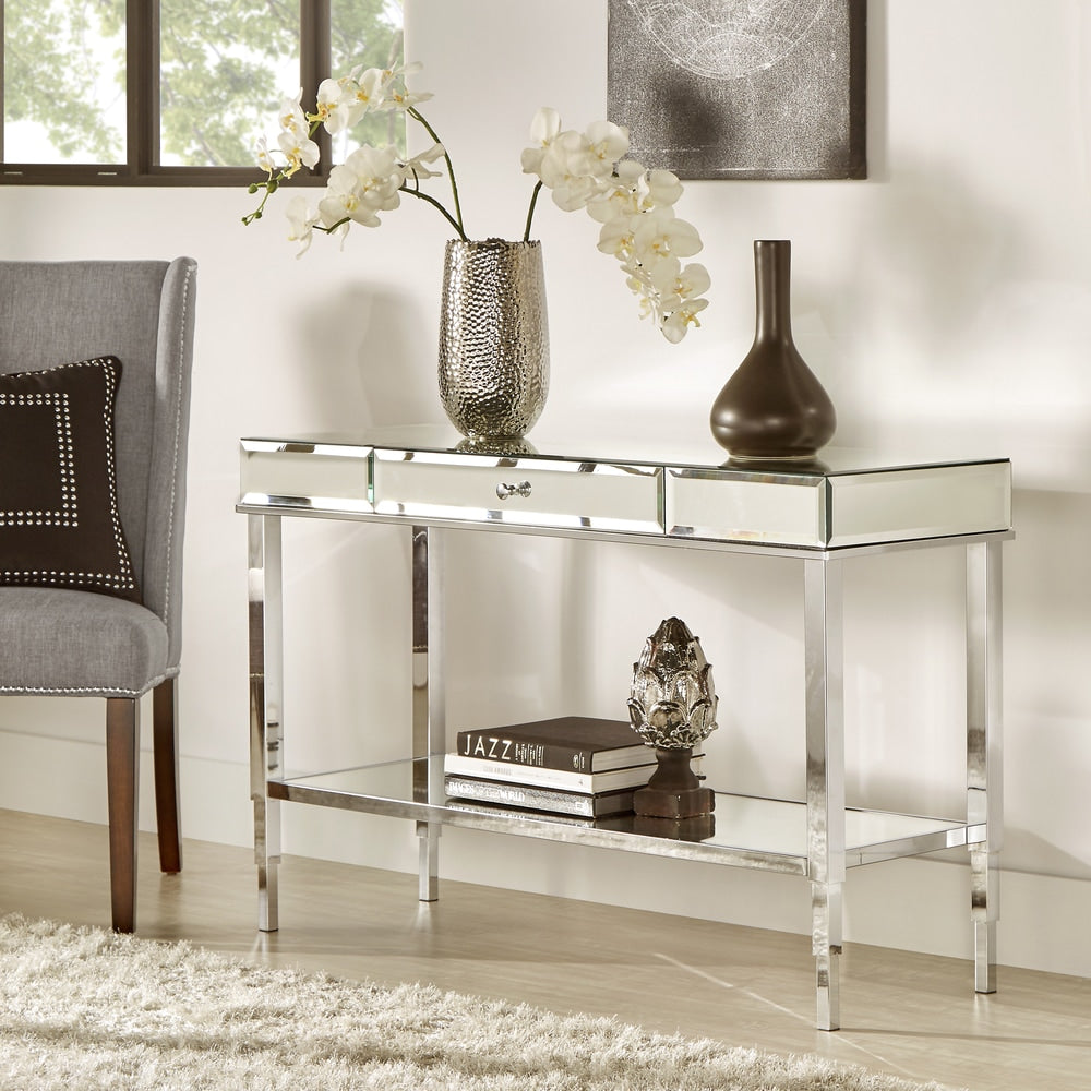 Camille Mirrored TV Stand Console Table with Drawer by iNSPIRE Q Bold