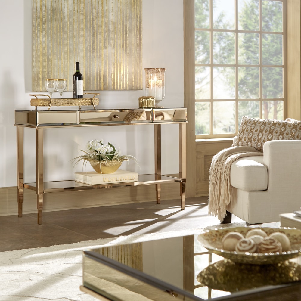 Camille Mirrored TV Stand Console Table with Drawer by iNSPIRE Q Bold
